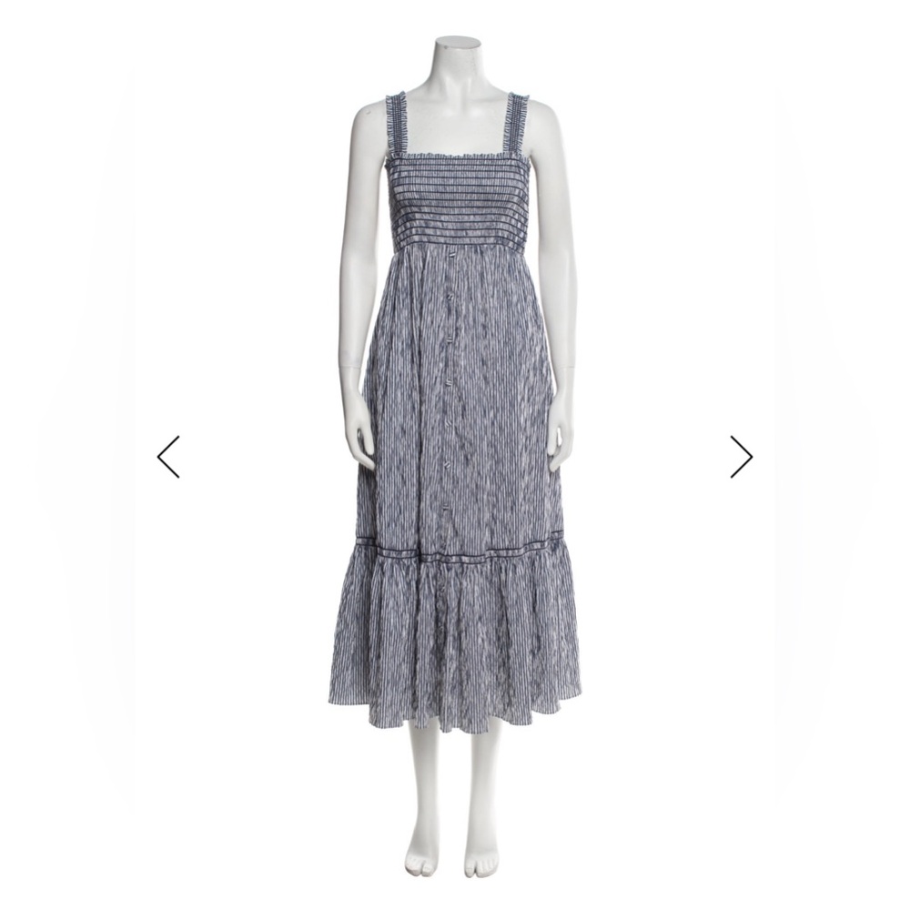 HATCH x La Ligne Navy and White Striped Maxi Dress (MATERNITY)